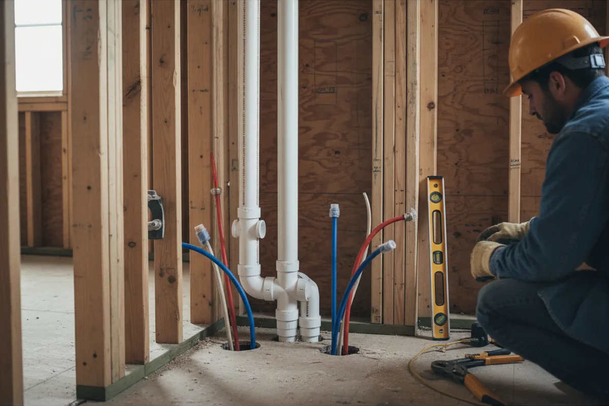 Drain and supply rough-in during Drain Cleaning in Renfrew