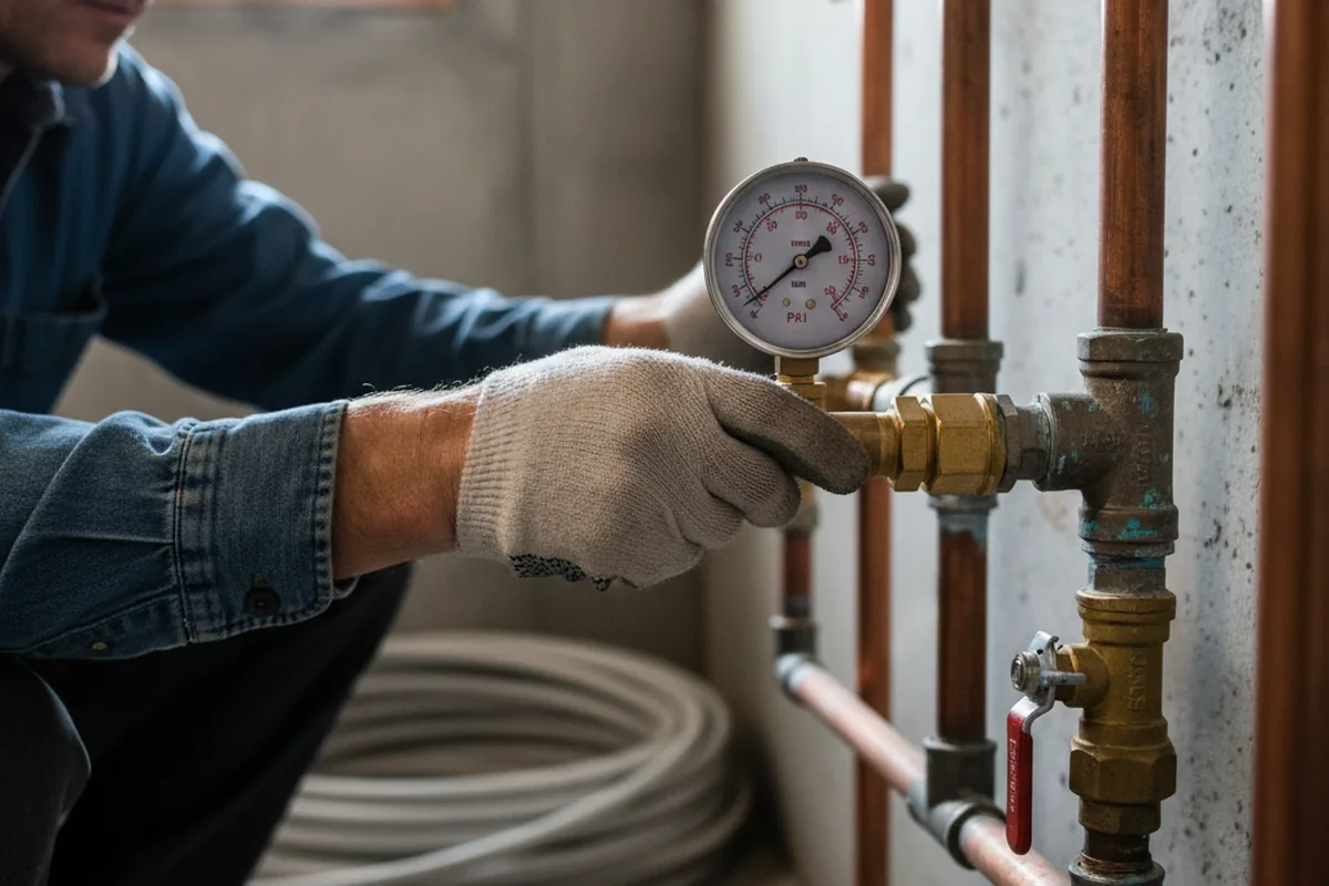 Pressure testing a repaired line during Water Line Repair in Renfrew